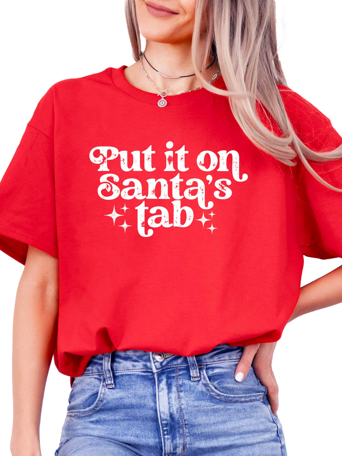 Put It On Santas Tab Funny Christmas Shirt for Women