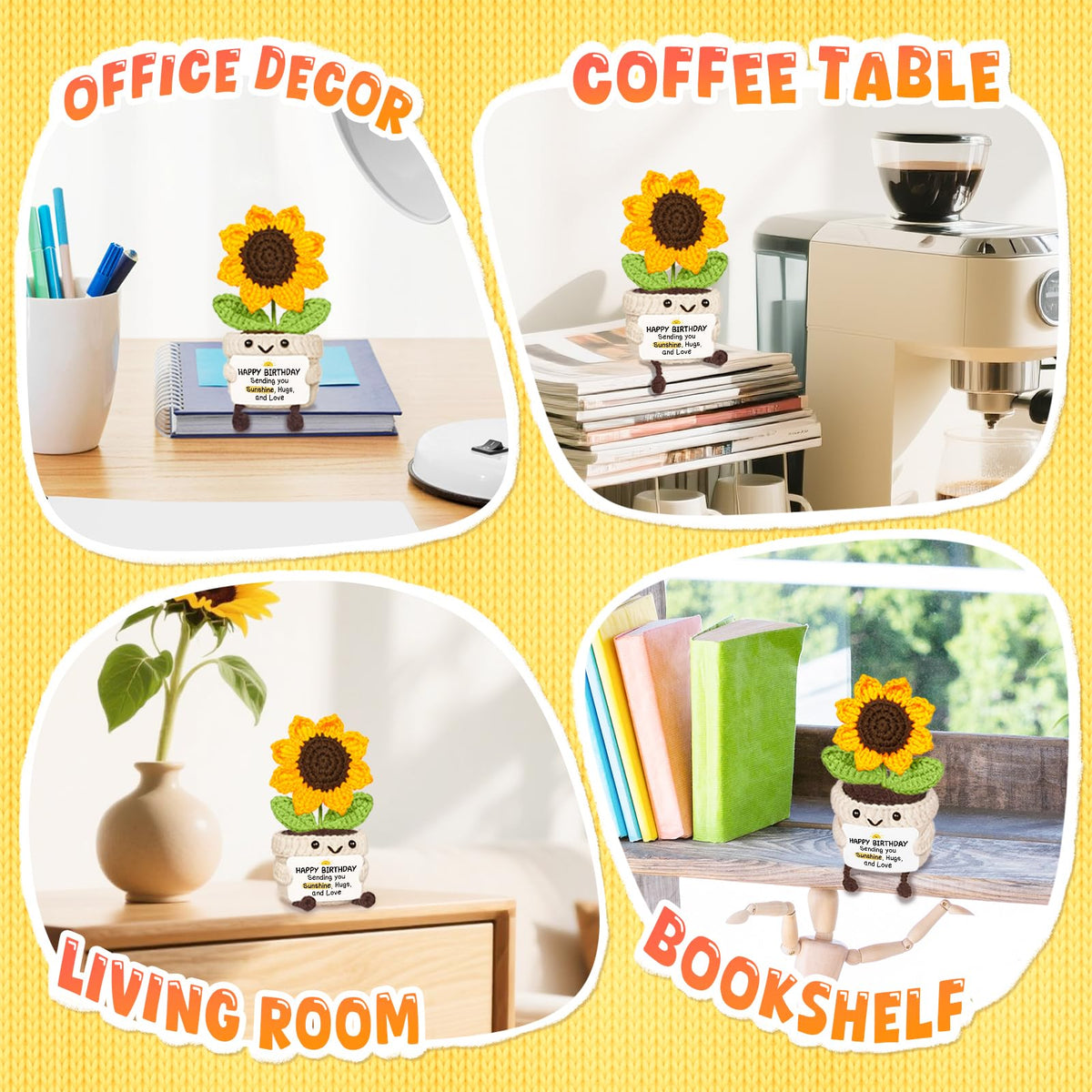 Handmade Positive Sunflower Crochet Decor