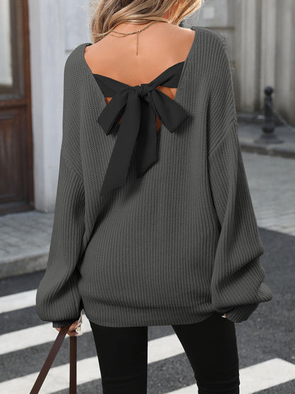 ZAFUL Women's Bow Chunky Knit Sweater