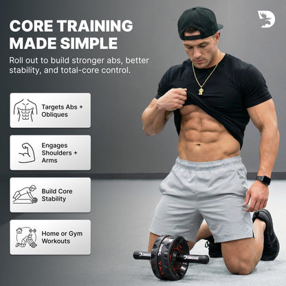 Dmoose Fitness Ab Roller Wheel with Elbow Support & 2 Knee Pads
