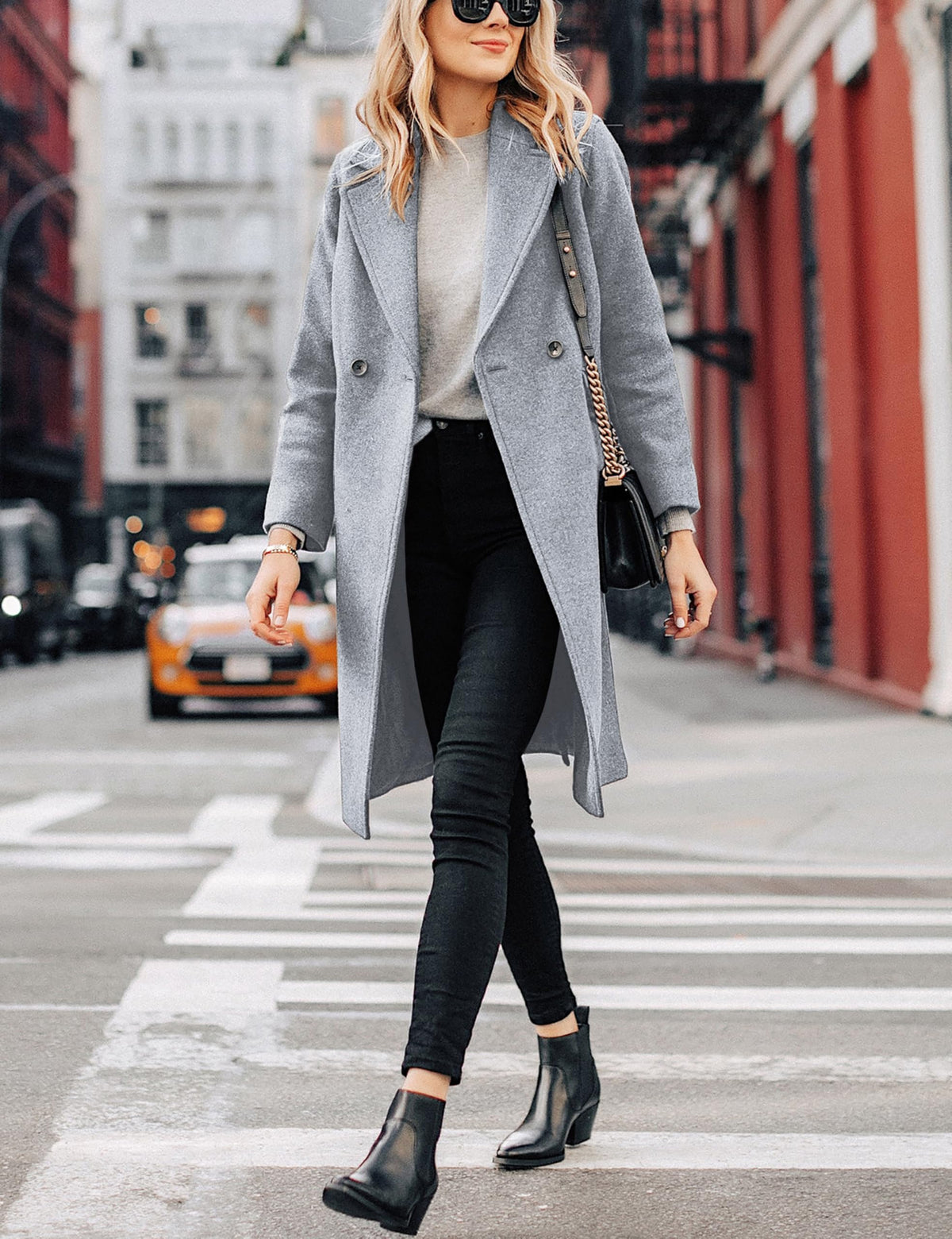 Women's Wool Coat Notch Lapel Double-Breasted Peacoat