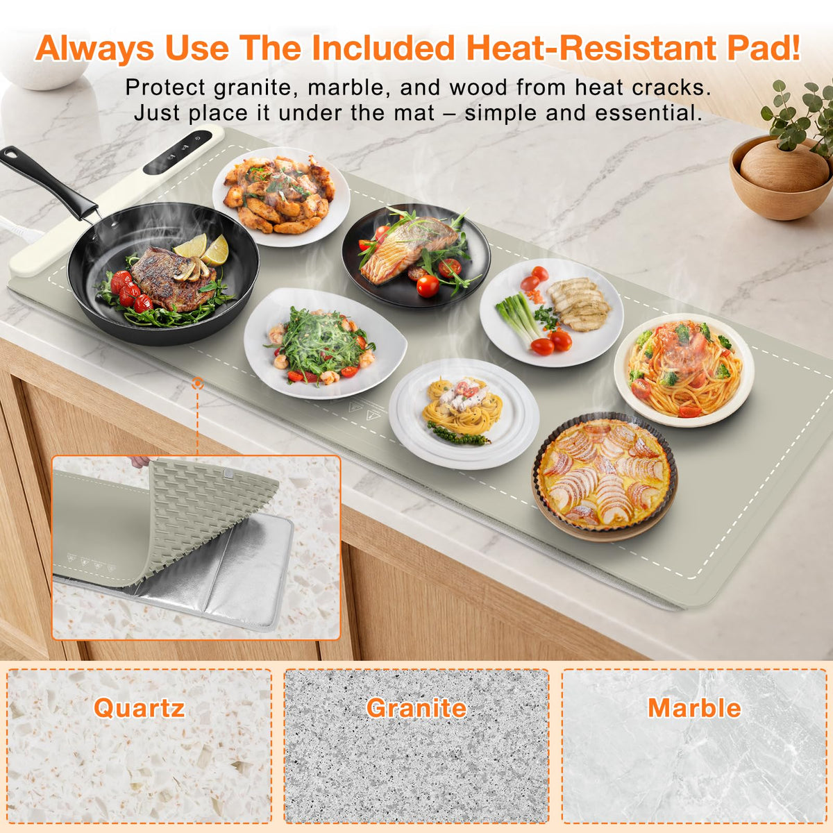 FYY Warming Mat for Food 24"x15", Rapid and Full Surface Heating