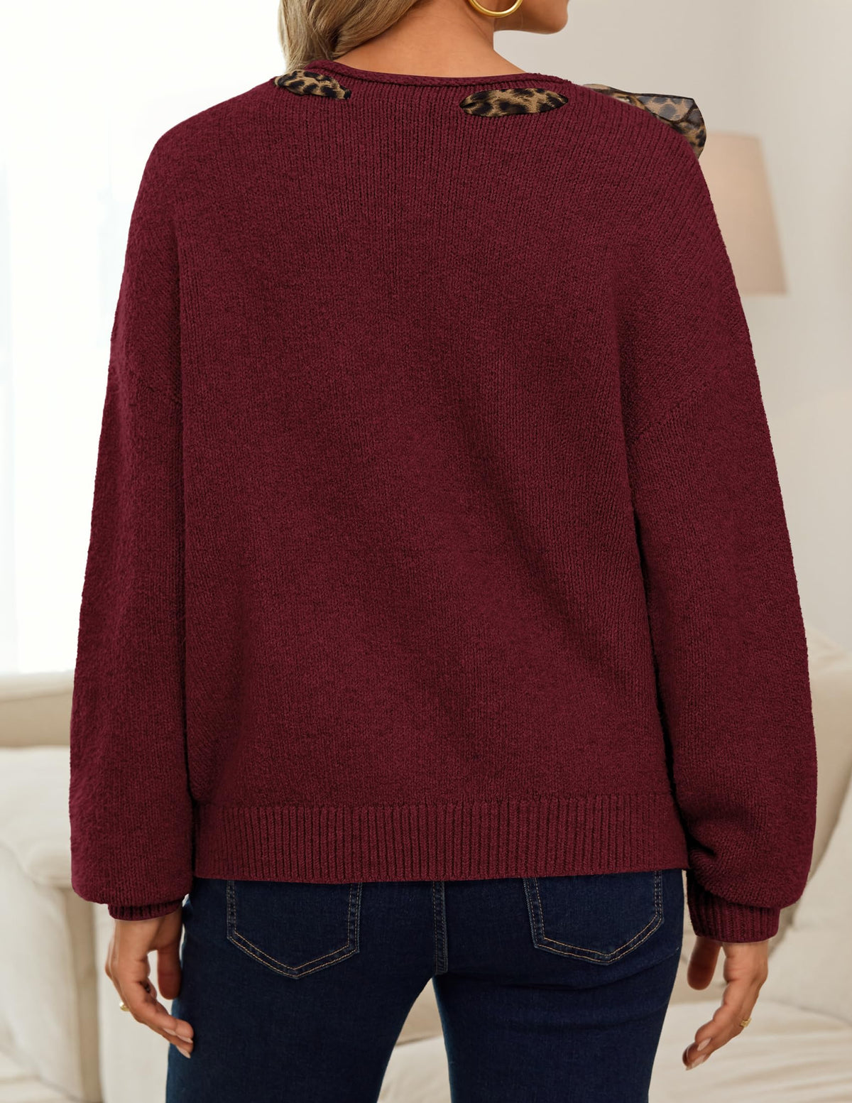 ZESICA Women's Fall Winter Cute Bow Tie Oversized Sweaters