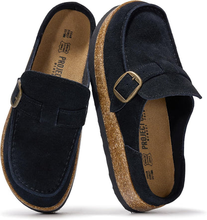 Project Cloud 100% Genuine Leather Moccasin Clogs for Women Fall Shoes