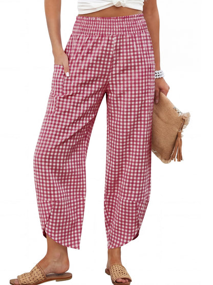 Anrabess Womens Wide Leg Palazzo Capri Pants Summer Casual High Waisted Barrel Lounge Flowy Cropped Beach Work Trousers