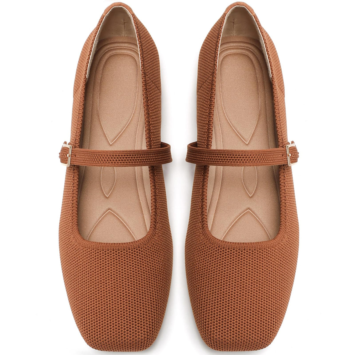 Women's Mesh Mary Jane Flats, Soft Square Toe Ballet Shoes for Work