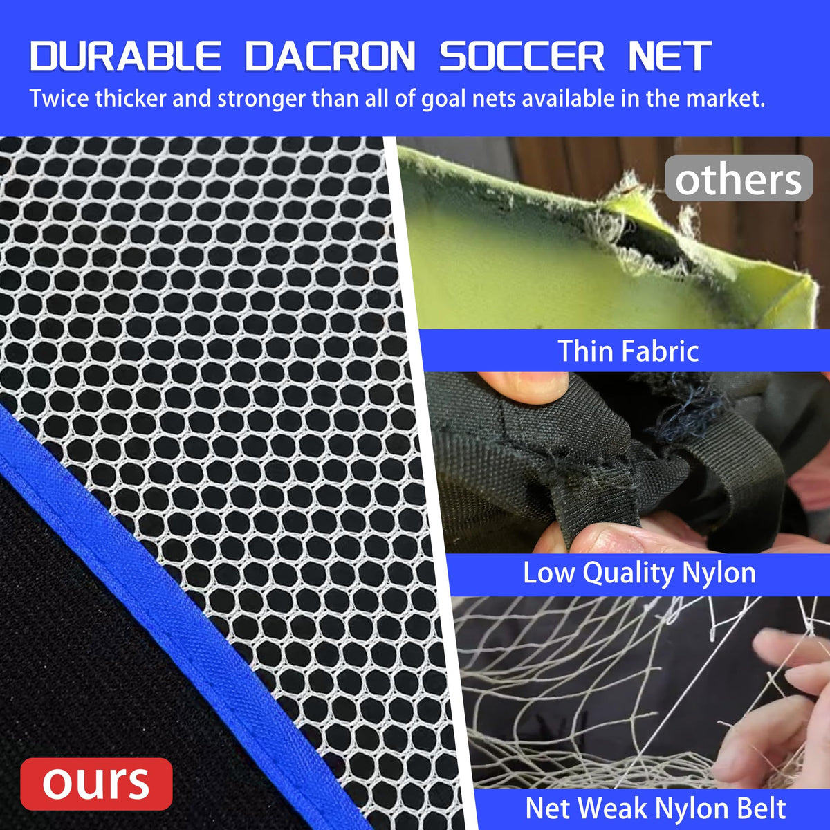 Onini Upgrade 6 Foot Pop Up Soccer Goals Blue - Portable Foldable Training Football Net with Target and Bag - Ideal for Toddler, Boys, Youth Outdoor Sports Games(2 Pack)