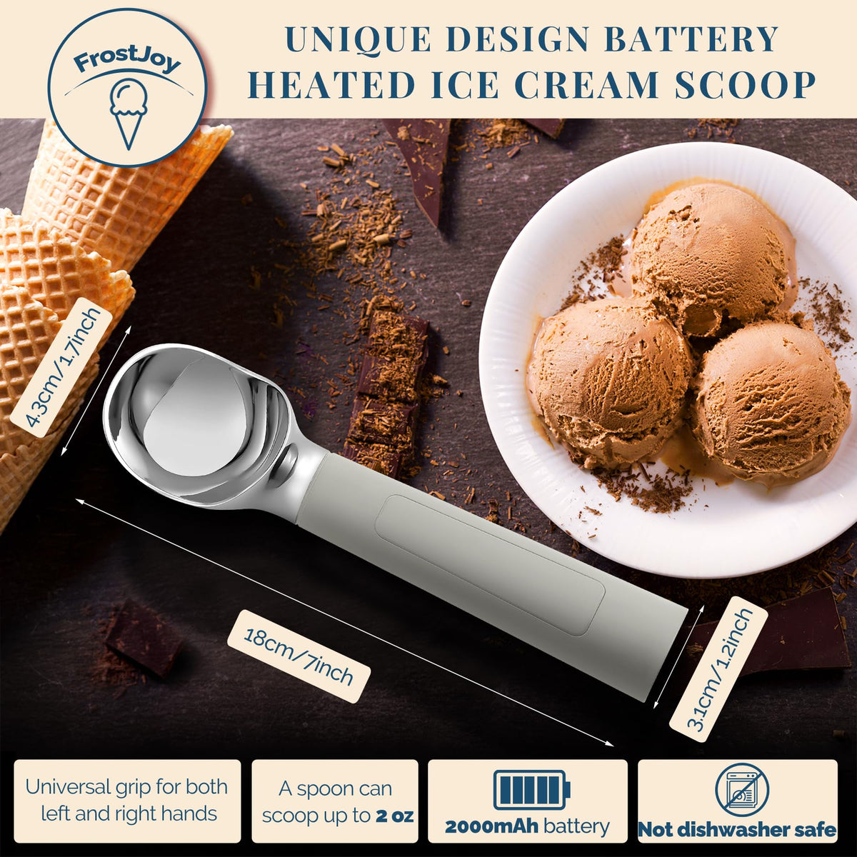 Heated Ice Cream Scoop Rechargeable
