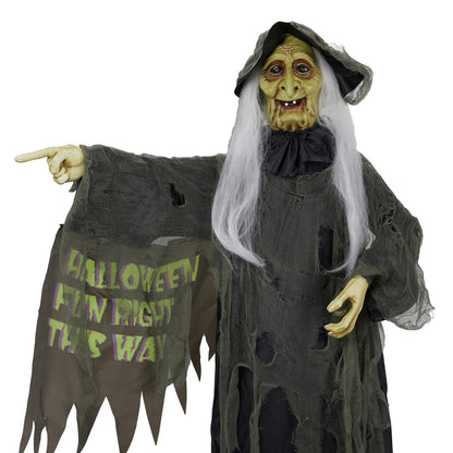 Aw 9Ft Animatronics Flying Witch Hovering Broom Animated Ac 100V-240V Halloween Outdoor Decoration Motion Activated
