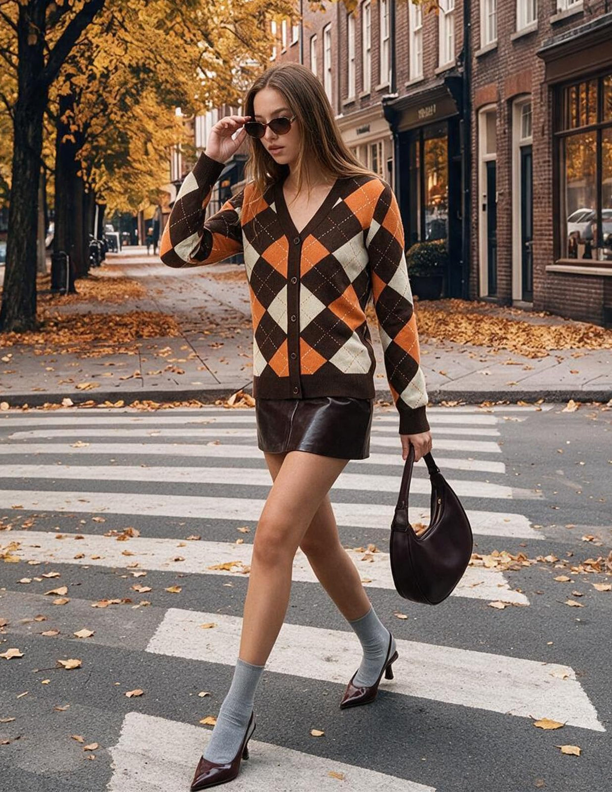 GRACE KARIN Cardigan Sweaters for Women - Argyle Sweater