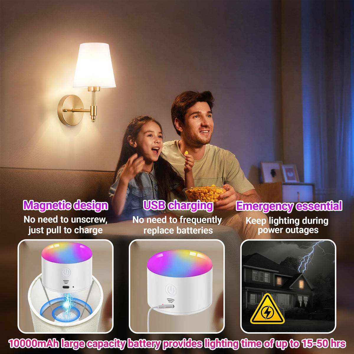 Yhcdlamp Battery Operated Wall Sconce Light with Remote Control, Dimmable Wall Sconce Set of 2