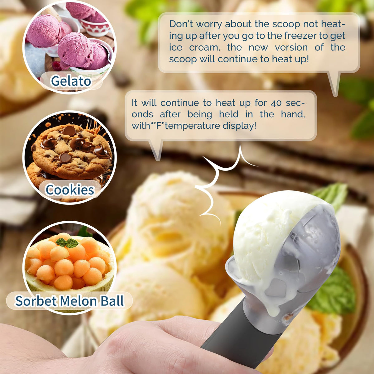 Heated Ice Cream Scoop Rechargeable