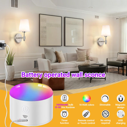 Yhcdlamp Battery Operated Wall Sconce Light with Remote Control, Dimmable Wall Sconce Set of 2