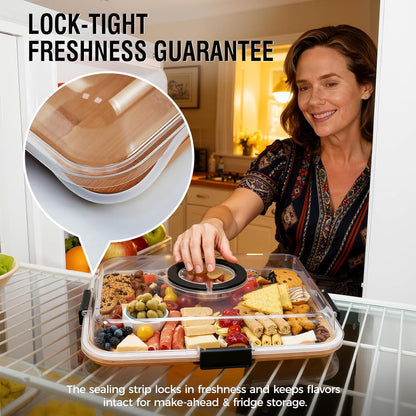 Renmxj Portable Charcuterie Boards with Lid, Cheese, Veggie & Snack Tray
