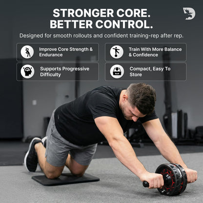 Dmoose Fitness Ab Roller Wheel with Elbow Support & 2 Knee Pads