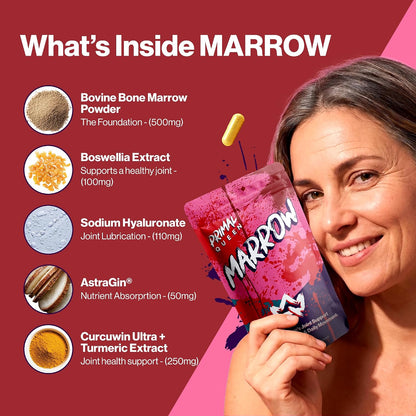 Primal Queen Marrow – Bone Marrow Joint Support for Women | 46x Bioavailable Curcuwin Turmeric, Hyaluronic Acid, Boswellia | Joint Flex Support, 46x More Absorption