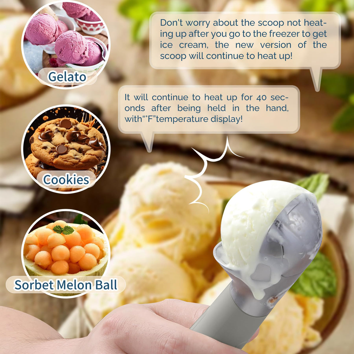 Heated Ice Cream Scoop Rechargeable
