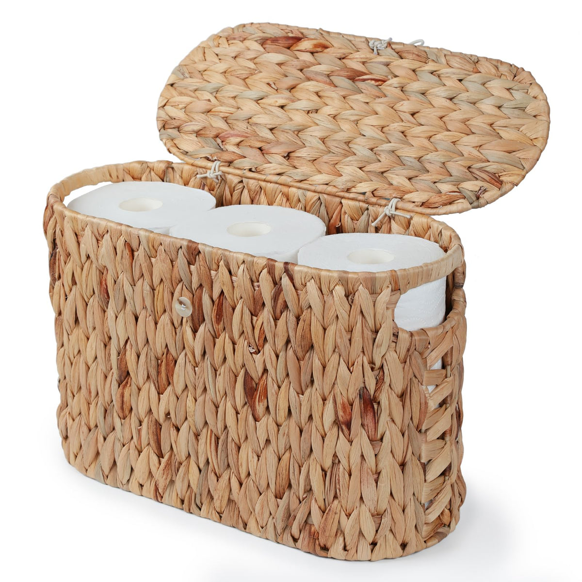 Yangqihome Toilet Paper Storage, Water Hyacinth Toilet Paper Storage with Lid
