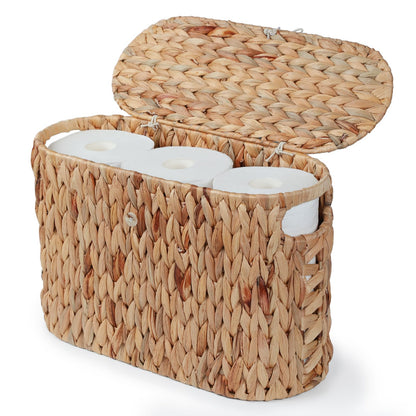 Yangqihome Toilet Paper Storage, Water Hyacinth Toilet Paper Storage with Lid