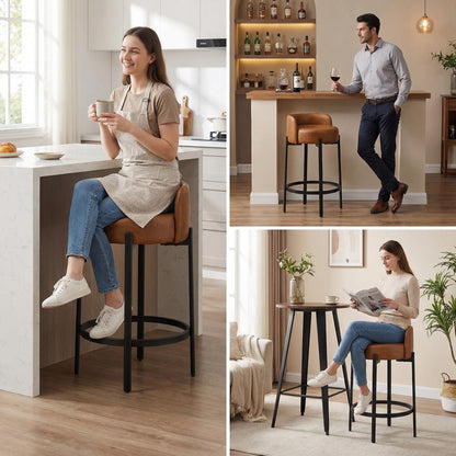 Lukealon Mid Century Linen Counter Stools Set of 4