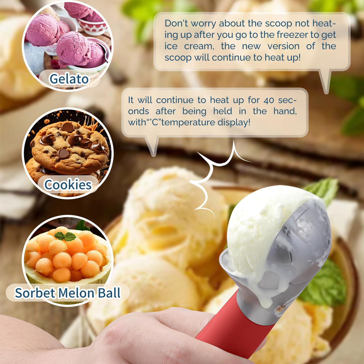 Heated Ice Cream Scoop Rechargeable