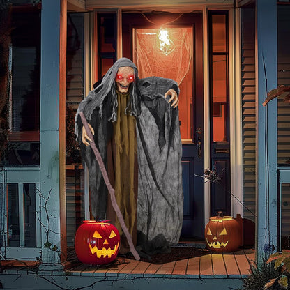 Aw 9Ft Animatronics Flying Witch Hovering Broom Animated Ac 100V-240V Halloween Outdoor Decoration Motion Activated