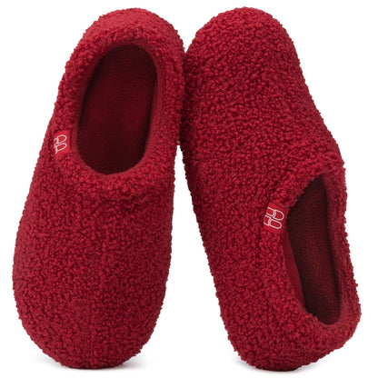 HomeTop Women's Fuzzy Curly Fur Fleece Lining Memory Foam Loafer Slippers