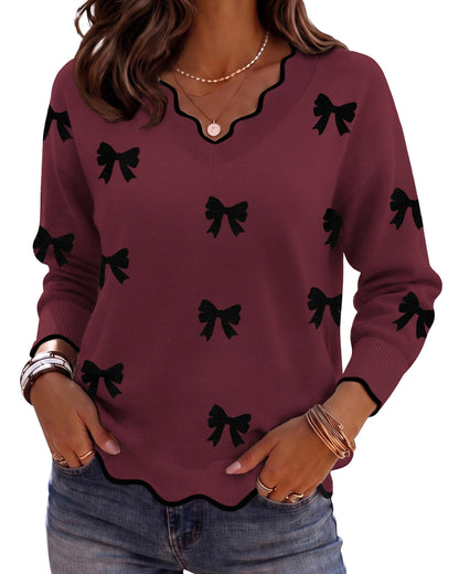 Zeagoo Women's 2026 Fall V Neck Sweater Long Sleeve Lightweight Knit Tops
