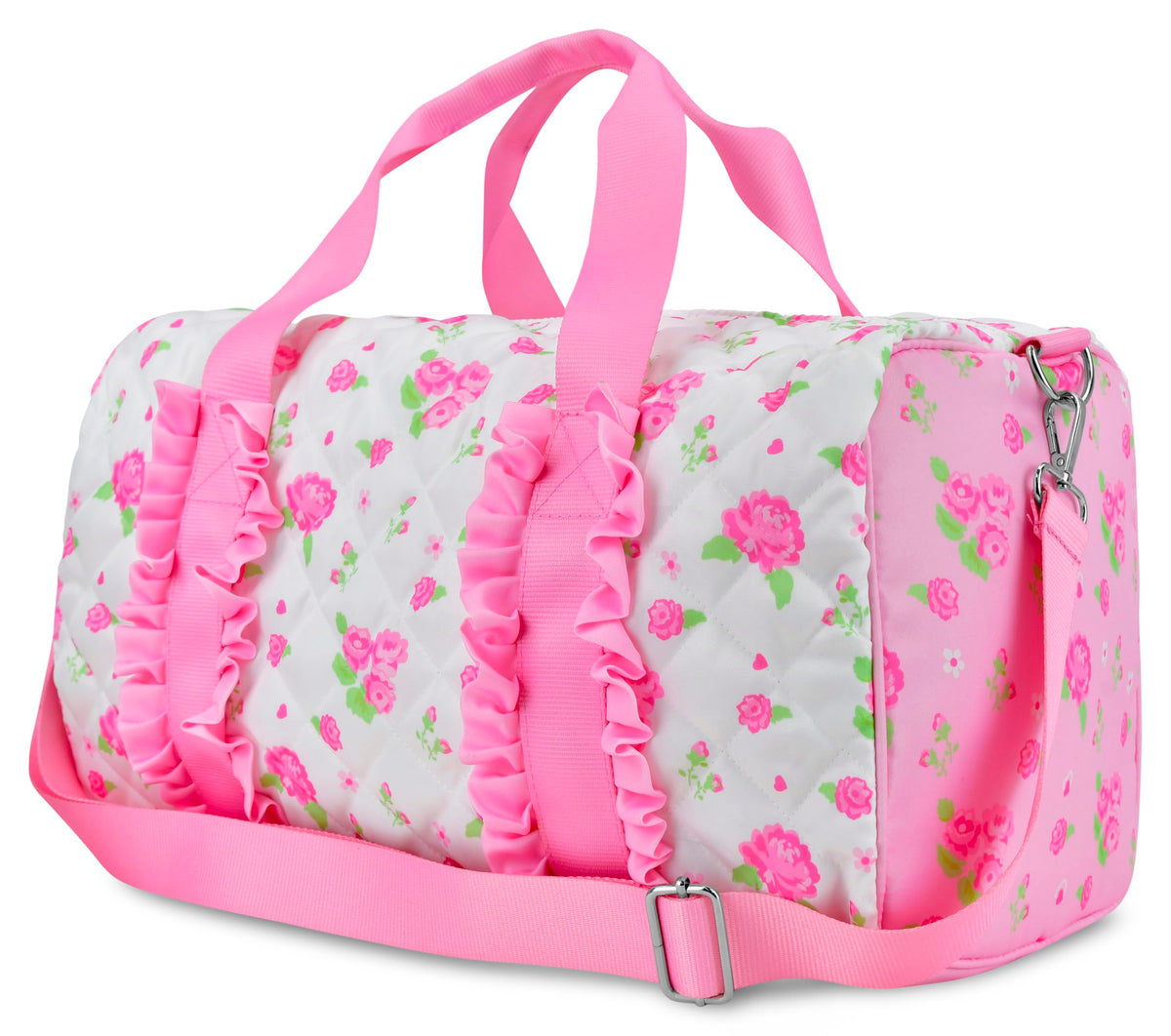 iscream 17" x 10" Duffle Bag with Double Handles, Removable, Adjustable Should Strap and Ruffle Accents - Vintage Vibes