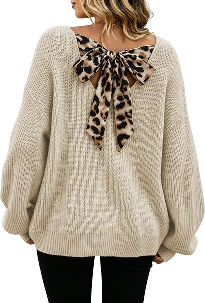 ZAFUL Women's Bow Chunky Knit Sweater