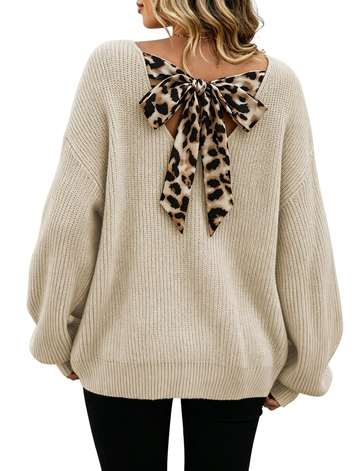 ZAFUL Women's Bow Chunky Knit Sweater