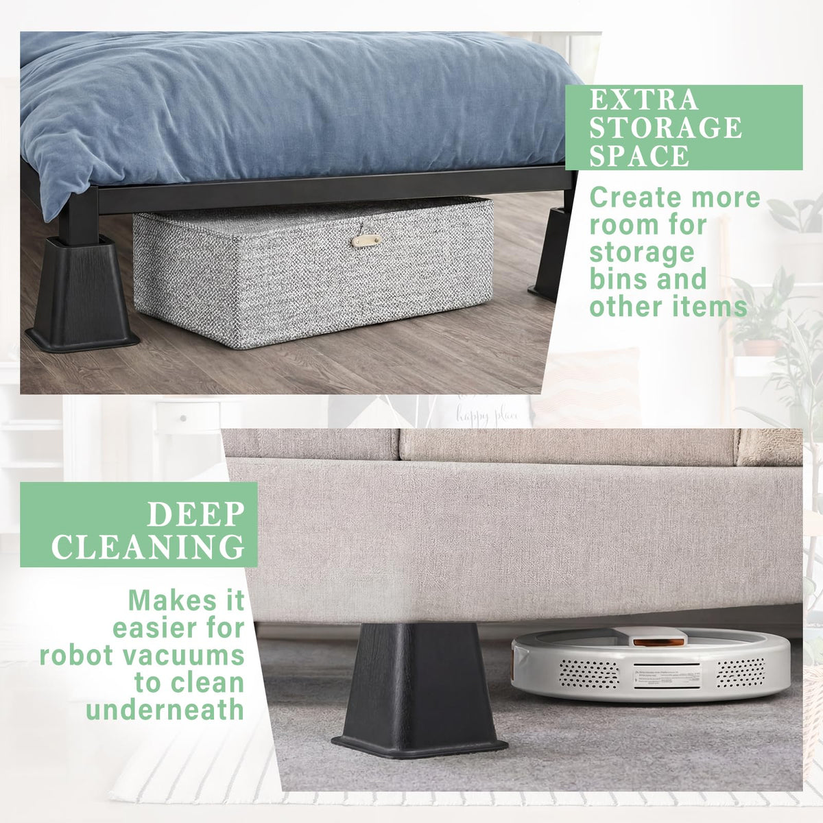 Novabright 4 Pack 12 Inch College Dorm Bed Risers