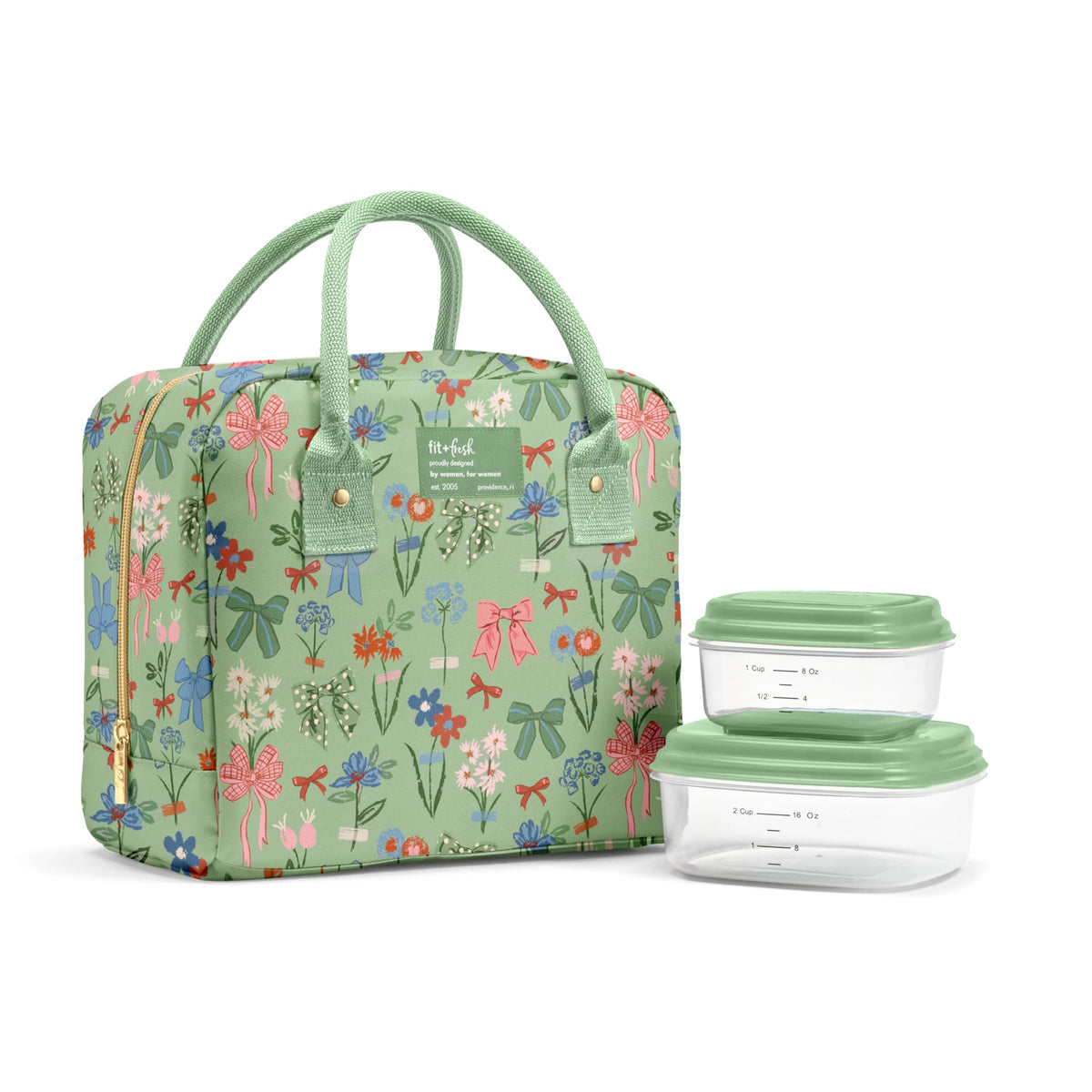 Fit & Fresh Bloomington Lunch Bag for Women - Insulated Large Lunch Box for Work with Containers, Leak-Resistant, Stain-Resistant, Zipper Closure, Cheetah