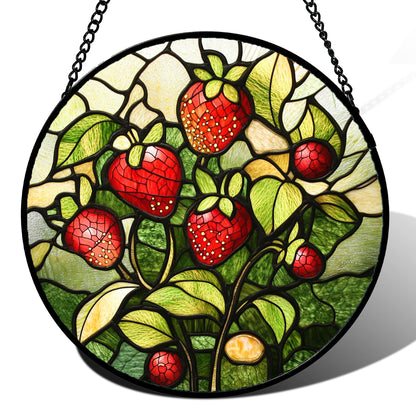 Stained Glass Window Hanging - Golden Christmas Tree Suncatcher for Doors Home Christmas Decoration Winter Sun Catcher Thanksgiving New Year Birthday Gifts for Women Men Mom Nana Girl 7.8 In