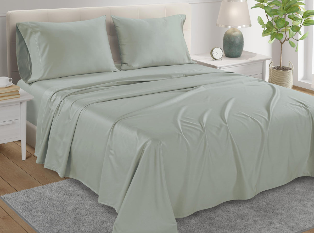100% Egyptian Cotton Sheets King Size Sheets Set with Fully Elasticated 15" Deep Fitted Sheet & Pillowcases
