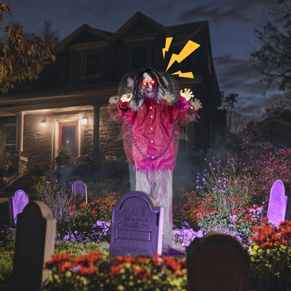 Aw 9Ft Animatronics Flying Witch Hovering Broom Animated Ac 100V-240V Halloween Outdoor Decoration Motion Activated