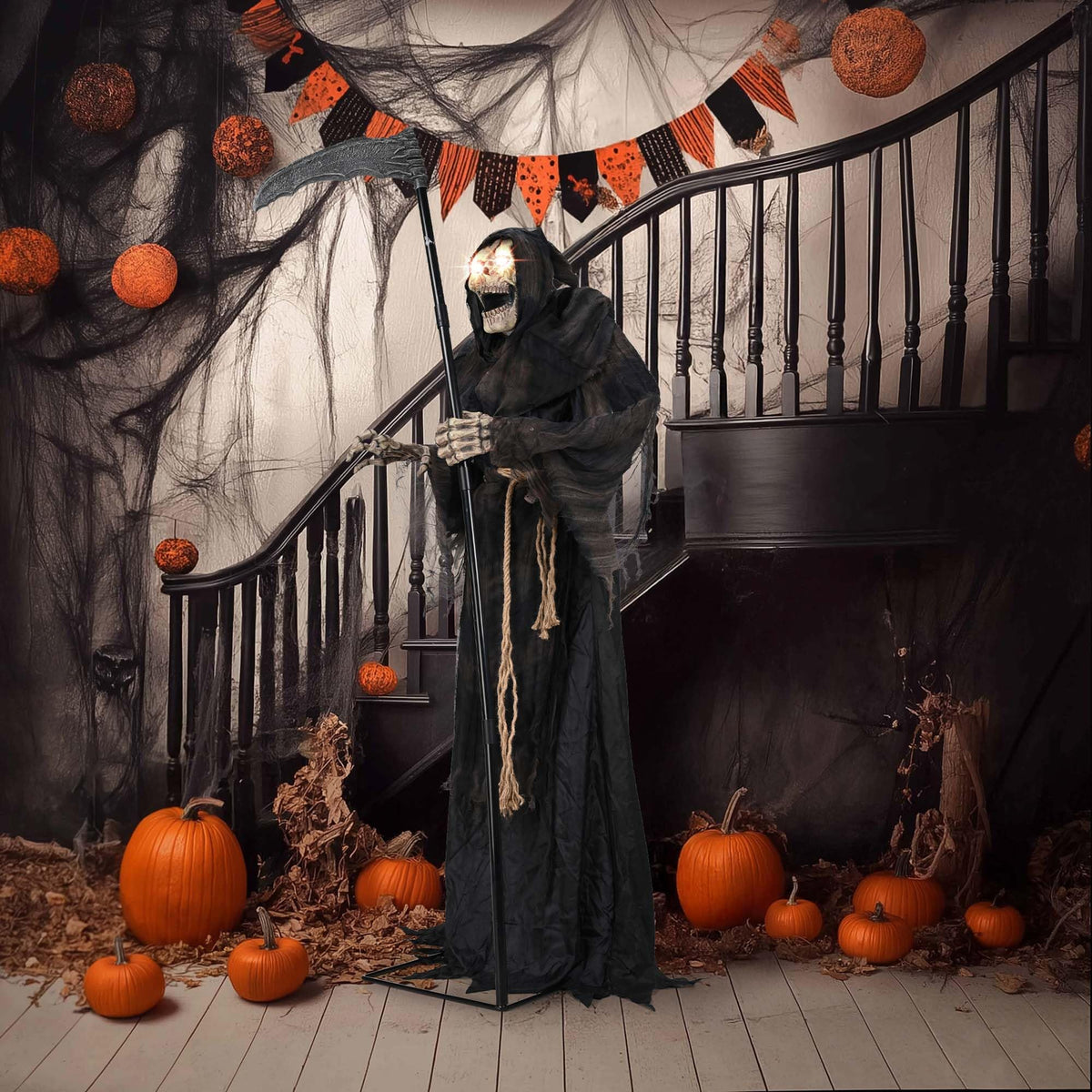 Aw 9Ft Animatronics Flying Witch Hovering Broom Animated Ac 100V-240V Halloween Outdoor Decoration Motion Activated