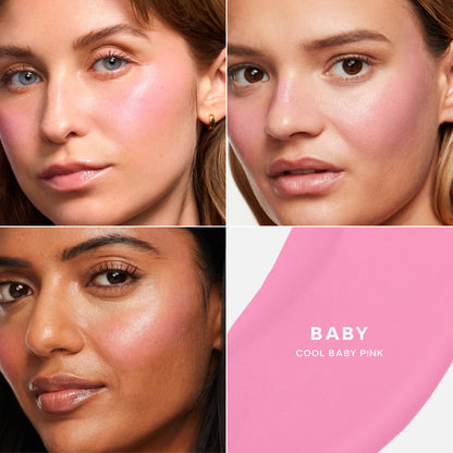 Saie Dew Liquid Blush for Cheeks - Hydrating Cream Blush Stick with a Blendable + Buildable Formula - Skincare Infused Dewy Cheek Tint for a Natural Flush - Glowy Makeup Essential - Baby (.40 Oz)