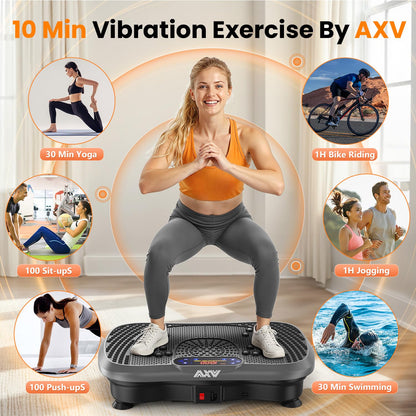 Axv Vibration Plate Fitness Platform Exercise Machine Vibrating Shaking Full Body Shaker Workout Vibrate Stand Shake Board Sport for Weight Loss Fat Burner for Gym Home Office