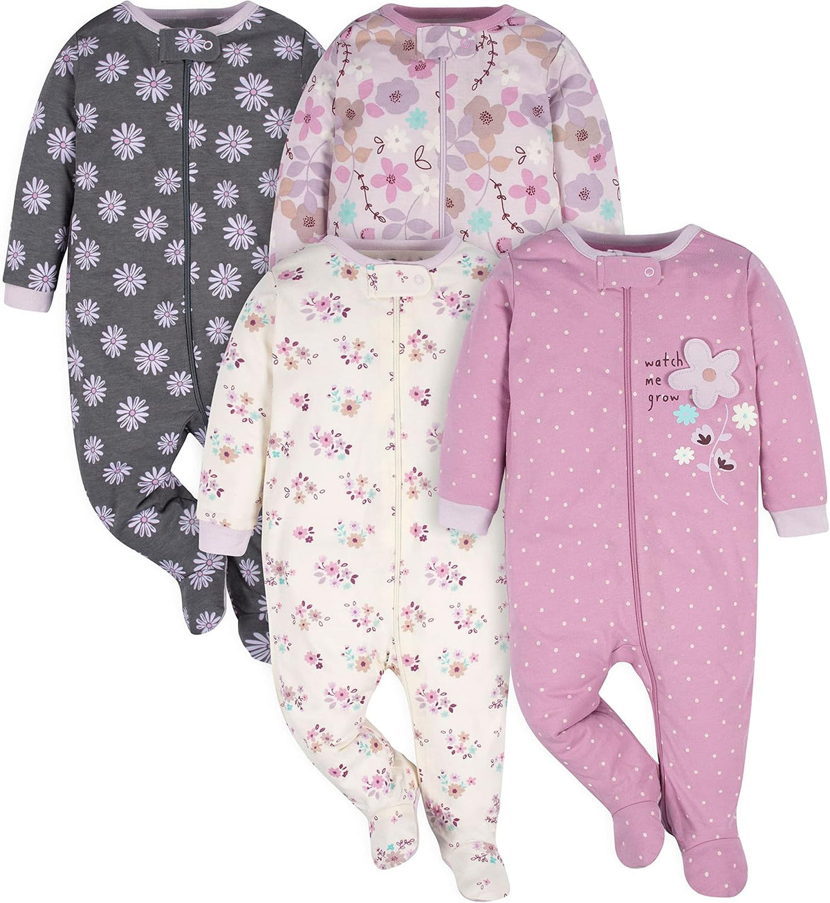 Gerber Baby Girls 4-Pack Sleep 'N Play Footie