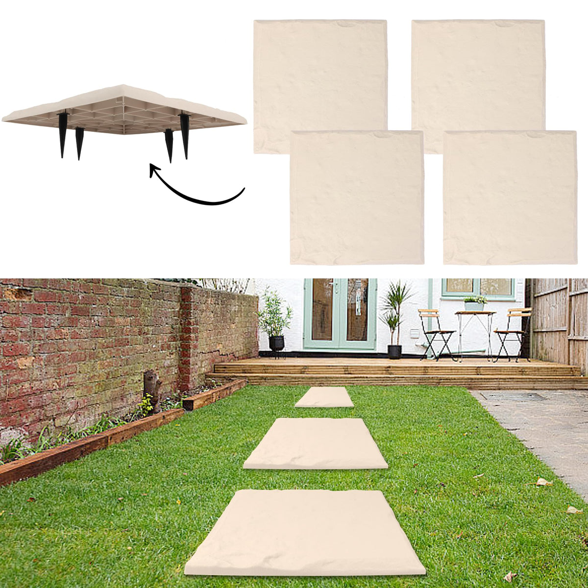 4Pcs Large Stepping Stones Outdoor Garden Walkway, Durable Plastic Pavers