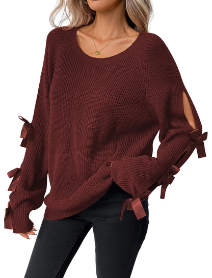 ZAFUL Women's Bow Chunky Knit Sweater