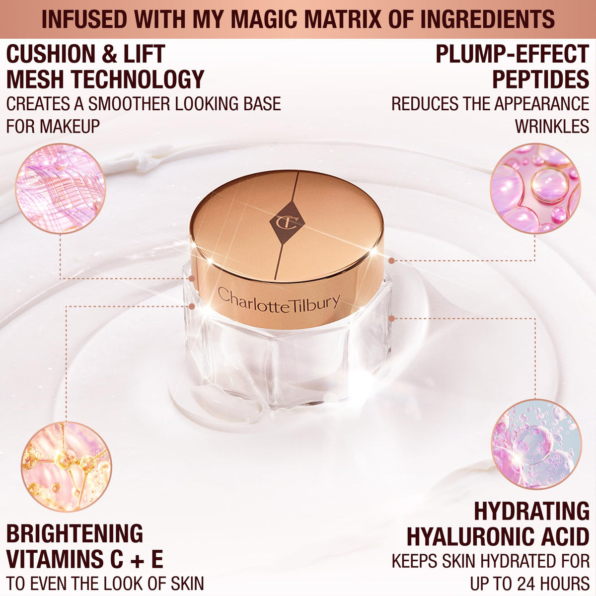Charlotte Tilbury Magic Cream Face Moisturizer - Firming & Hydrating Face Cream to Create a Smoother-Looking Base for Makeup - Enriched with Vitamins C & E, Peptide Complex & Hyaluronic Acid