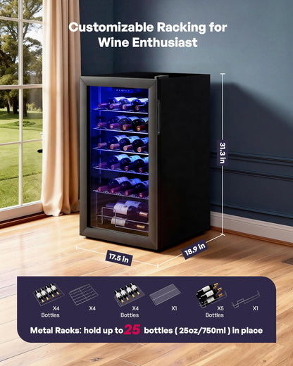 Icyglee 25 Bottle Compressor Wine Cooler Refrigerator