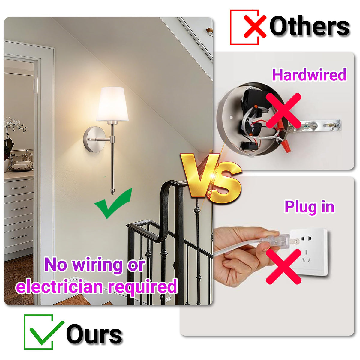 Yhcdlamp Battery Operated Wall Sconce Light with Remote Control, Dimmable Wall Sconce Set of 2