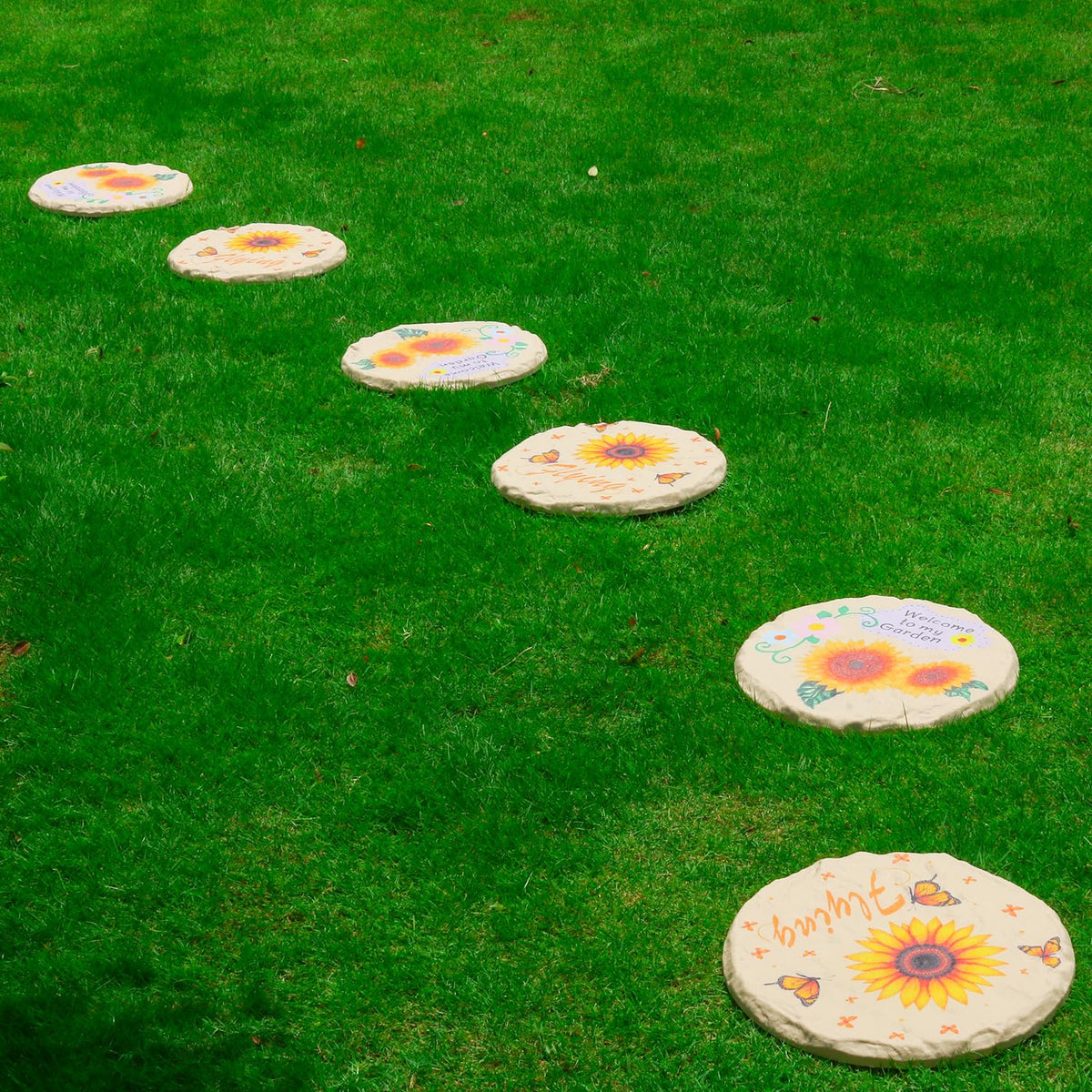 4Pcs Large Stepping Stones Outdoor Garden Walkway, Durable Plastic Pavers