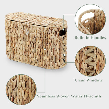 Yangqihome Toilet Paper Storage, Water Hyacinth Toilet Paper Storage with Lid