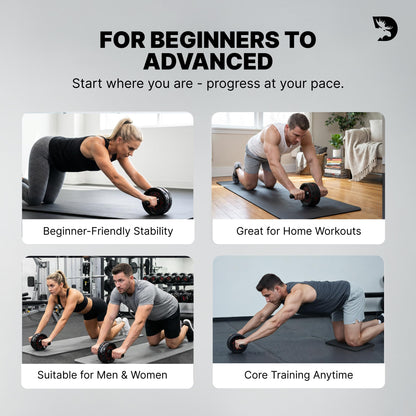 Dmoose Fitness Ab Roller Wheel with Elbow Support & 2 Knee Pads