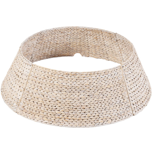 Best Choice Products 42in Christmas Tree Collar, Woven Hyacinth 4-Piece Holiday Rattan Tree Skirt Accessory for Home W/Cord Cut-Out - Chestnut