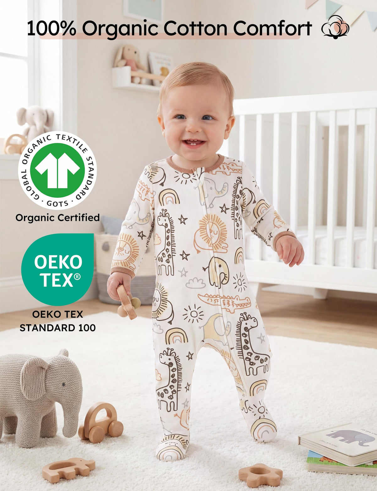 Yoofoss Baby Pajamas 100% Organic Cotton Newborn Sleepers Boy Girl Clothes